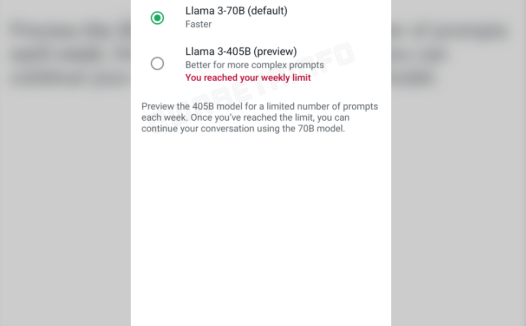 Whats App测试版更新预览可选择Meta AI Llama模型功能