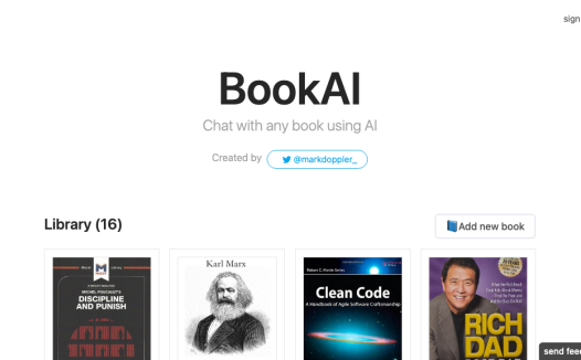 BookAI:基于ChatGPT的AI在线读书工具,可以用您的母语或您正在学习的语言与您的图书聊天