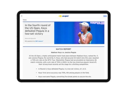 联手IBM,2024美国网球公开赛引入全新AI解说与赛后分析