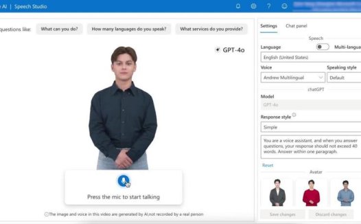 微软 Azure AI 语音服务推出虚拟人形象，支持文本转视频