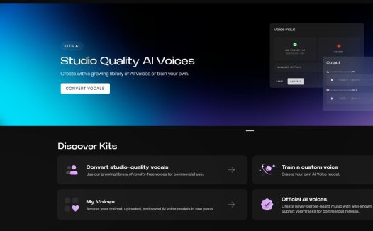 Kits:专为音乐家设计的AI语音平台, 在线语言合成声音克隆音乐生成网站