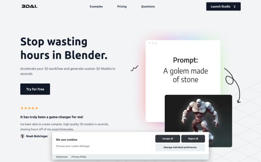 3D AI studio:AI文本或图像生成3D模型工具,轻松生成定制3D模型