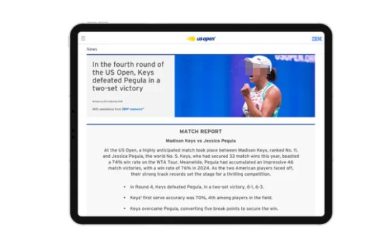 联手IBM,2024美国网球公开赛引入全新AI解说与赛后分析