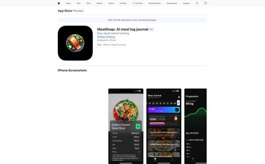 MealSnap:饮食监测AI应用,只需拍照即可自动记录餐食,提供营养信息和饮食建议