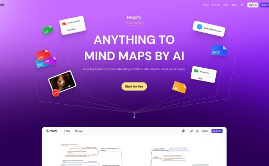 Mapify：免费好用的思维导图生成工具，AI增强思维导图与头脑风暴工具