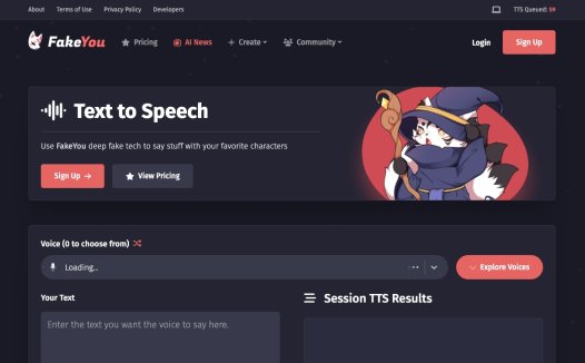 FakeYou：一键变声AI，文本到语音音频剪辑工具