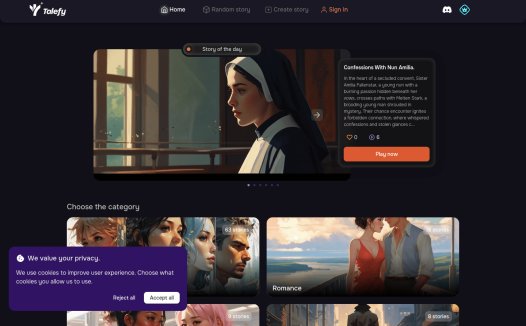 Talefy:AI故事创作和角色扮演平台,互动AI故事生成与阅读