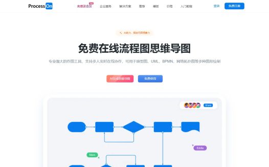 ProcessOn:一款专业在线作图工具和知识分享社区,提供AI生成思维导图流程图
