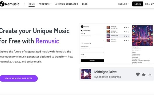 Remusic：一款免费的AI音乐、歌曲生成工具，一键生成自己独有的歌曲和音乐