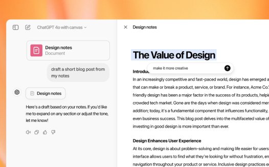 OpenAI 推出全新写作、编码工具 ChatGPT Canvas，将免费开放