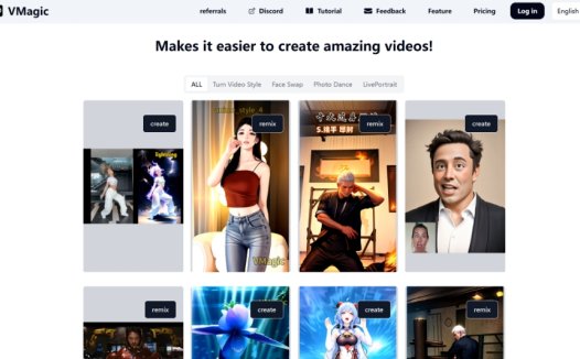 VMagic AI:视频处理平台,提供视频转动画、AI换脸等多种功能