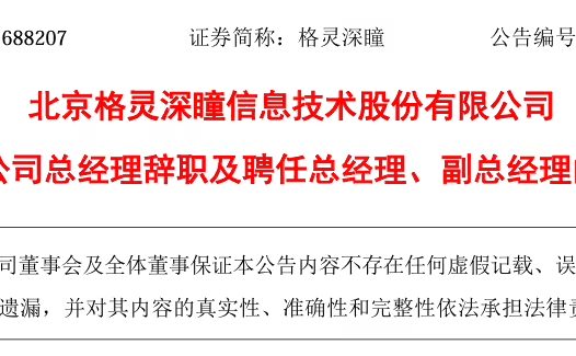 AI 公司格灵深瞳总经理赵勇辞职:第三季度亏损同比扩大两倍
