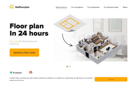 GetFloorPlan：AI平面图生成工具，专为房地产专业人士、室内设计师及需求者打造