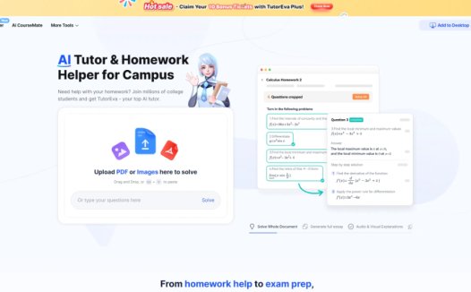 TutorEva:数学作业和问题解决工具,利用AI提供个性化的学习体验
