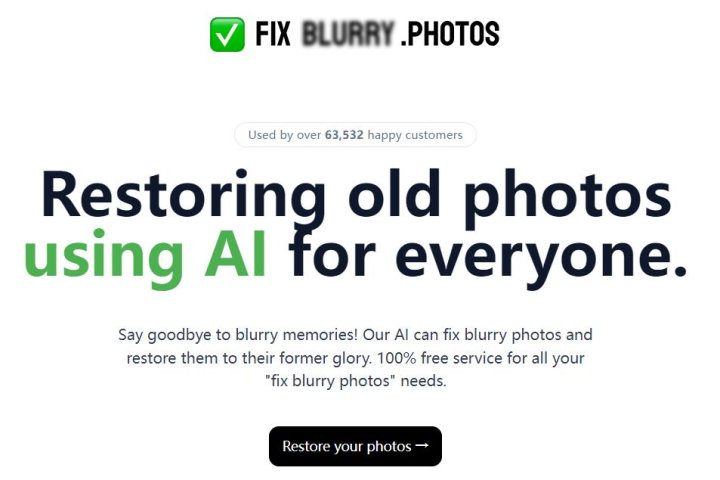 Fix Blurry Photos：AI照片修复，恢复旧的和模糊的面部照片 – AI-人工智能-1ai.net