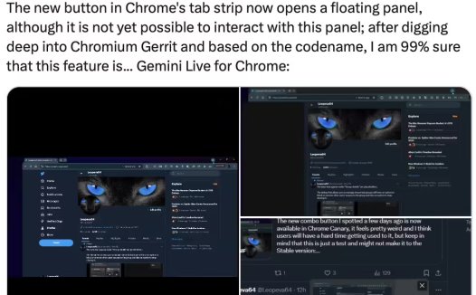 消息称谷歌正为 Chrome 浏览器引入“Glic”AI 功能，基于 Gemini Live 大模型打造