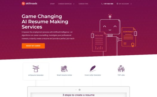 Skillroads：AI简历写作工具，简历制作、求职为一体的AI简历生成工具
