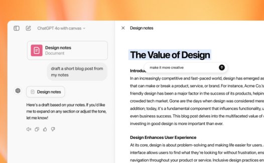OpenAI 开放 Canvas 效率神器：让 ChatGPT AI 更懂你，可执行代码、风格化写作