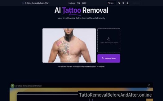 AI Tattoo Removal：AI纹身去除工具，适用于希望去除纹身的个人以及纹身去除师