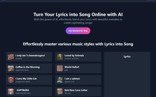 Lyrics into Song AI:AI音乐生成工具,免费在线将歌词转换成歌曲