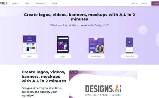 Designs AI：免费的在线标志、图像、AI 聊天视频和语音生成器