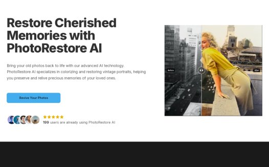 PhotoRestore AI：一键上传老照片，快速修复和上色的AI图片修复工具
