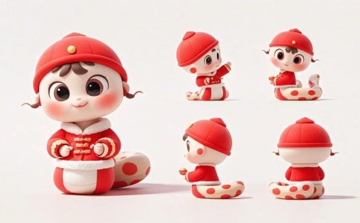 AI表情包制作教程,用即梦AI制作蛇年宝宝春节拜年表情包