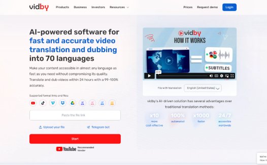 Vidby：字幕翻译配音服务，一款专业的AI视频翻译和配音工具