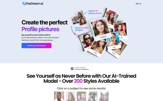 TheDream：AI图像生成器，使用AI生成个人资料人像图片