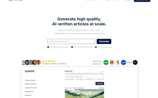 Byword：AI写作工具，每小时可以生成数百篇文章