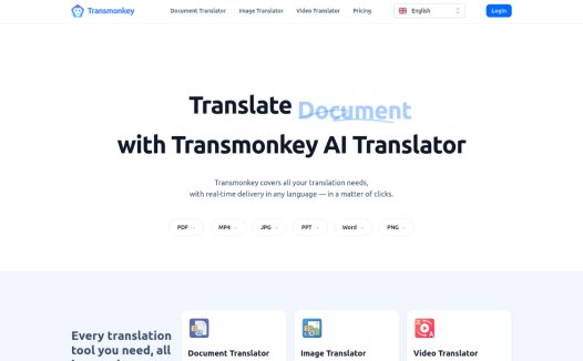 Transmonkey：AI翻译平台，提供精准的文档、图片和视频翻译
