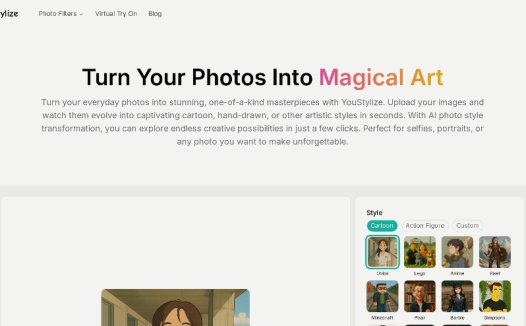 YouStylize：AI照片风格转换工具，秒速将照片变成吉卜力、动漫、像素等多种风格的图片