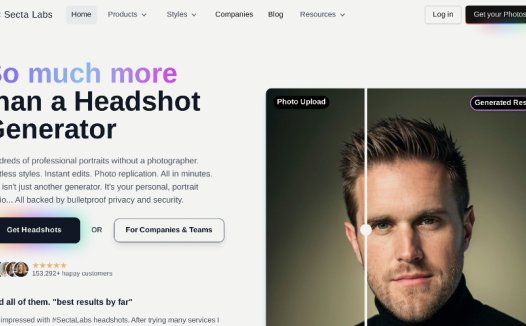Secta Labs：AI头像生成平台，快速生成高质量专业肖像照片
