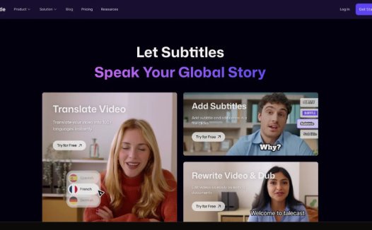 Addsubtitle：AI视频翻译、字幕和配音工具，可以为视频自动生成和翻译字幕