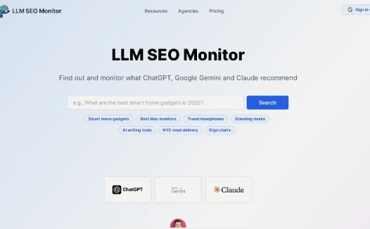 LLM SEO Monitor：AI搜索引擎优化监控工具，提升在ChatGPT、Google Gemini和Claude等AI平台上的排名