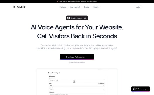 Calldock：AI语音代理平台，增强网站上的客户互动