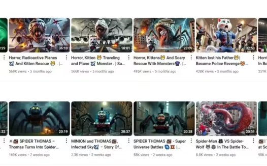 YouTube 上 AI 生成的儿童惊悚视频泛滥,平台监管面临挑战