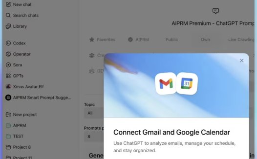 ChatGPT 灰度测试深度整合谷歌 Gmail / 日历功能,允许分析用户邮件内容生成日程