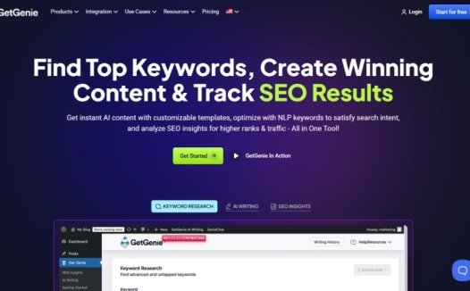 GetGenie AI：一款专为内容创作者和SEO专业人士设计的AI助手工具，提升网站的自然流量和搜索引擎排名