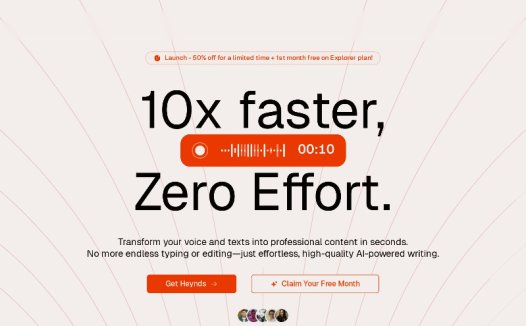 Heynds：AI写作语音助手，语音转文本和 AI 辅助润色功能