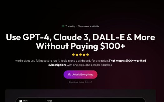 Merlio：一站式AI助手，可使用GPT-4、Claude 3、DALL-E 等AI工具