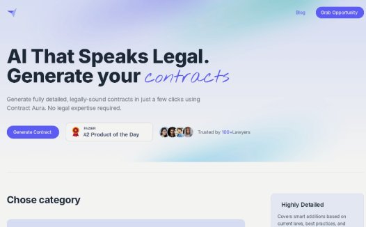 Contract Aura：AI合同生成工具，几分钟内就能生成一份完整的、具有法律效力的合同