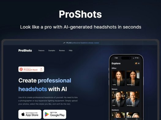 ProShots：AI头像生成器，为您打造专业的头像