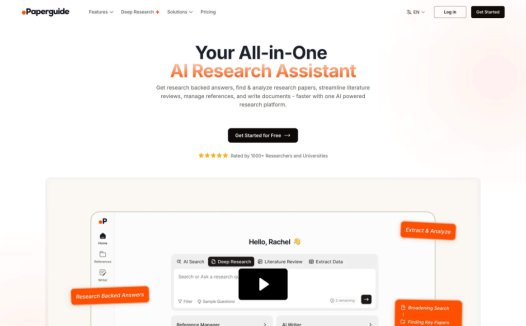 Paperguide：AI学术研究助手和写作辅助工具，帮助用户高效地搜索、阅读和管理学术论文