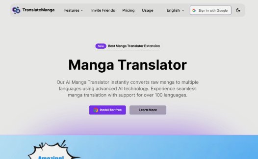 TranslateManga：AI漫画翻译器，专为漫画翻译设计的网站