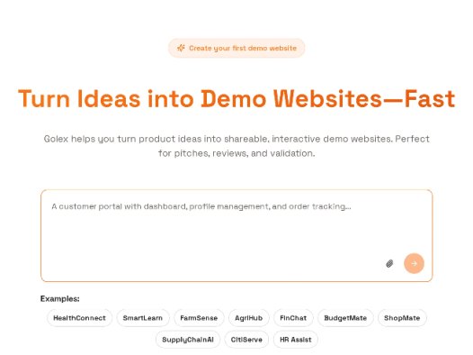 Golex AI：无代码平台，无需编码将创意转化为交互式演示网站
