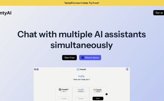 TantyAI：整合多种AI模型的平台，包含GPT-4o mini, Gemini, DeepSeek, Claude, Grok等模型