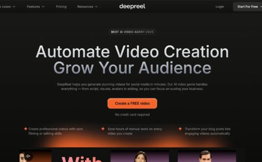 DeepReel：AI视频创作平台，集成了AI脚本创作、虚拟主播、素材选择、视频编辑等功能