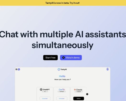 TantyAI：整合多种AI模型的平台，包含GPT-4o mini, Gemini, DeepSeek, Claude, Grok等模型