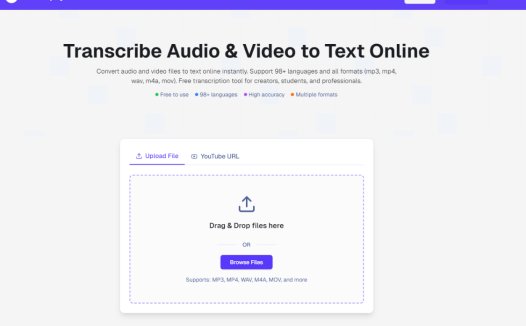 Transcriptly:免费在线音视频转文字工具,支持MP3、MP4等多种格式